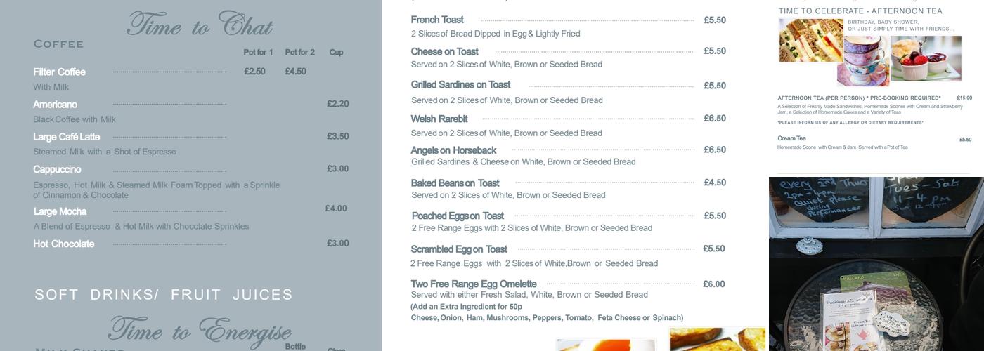Time For Tea Menu