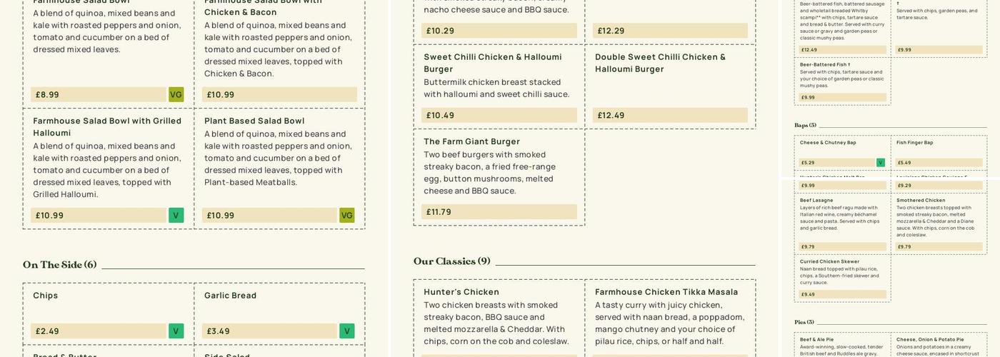Waterfold Farm - Dining & Carvery Menu