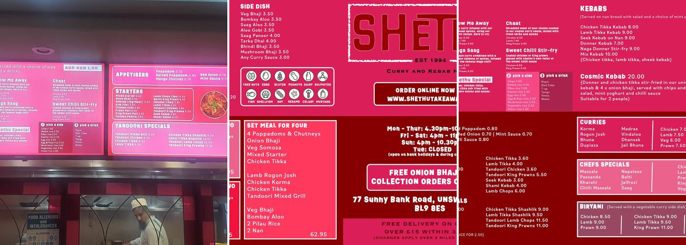 Shethu Takeaway Menu