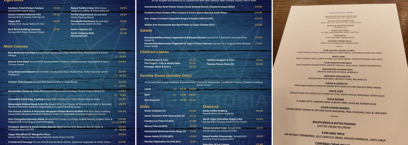 The Victoria Walshaw Menu