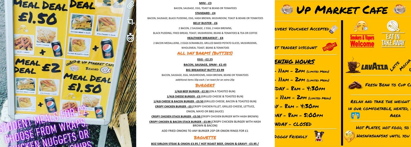 Up Market Cafe Menu