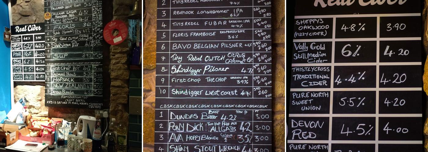 The Bar Ramsbottom Menu