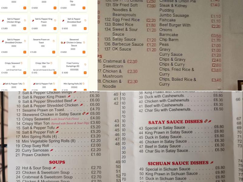 Wash Lane Chip Shop Menu
