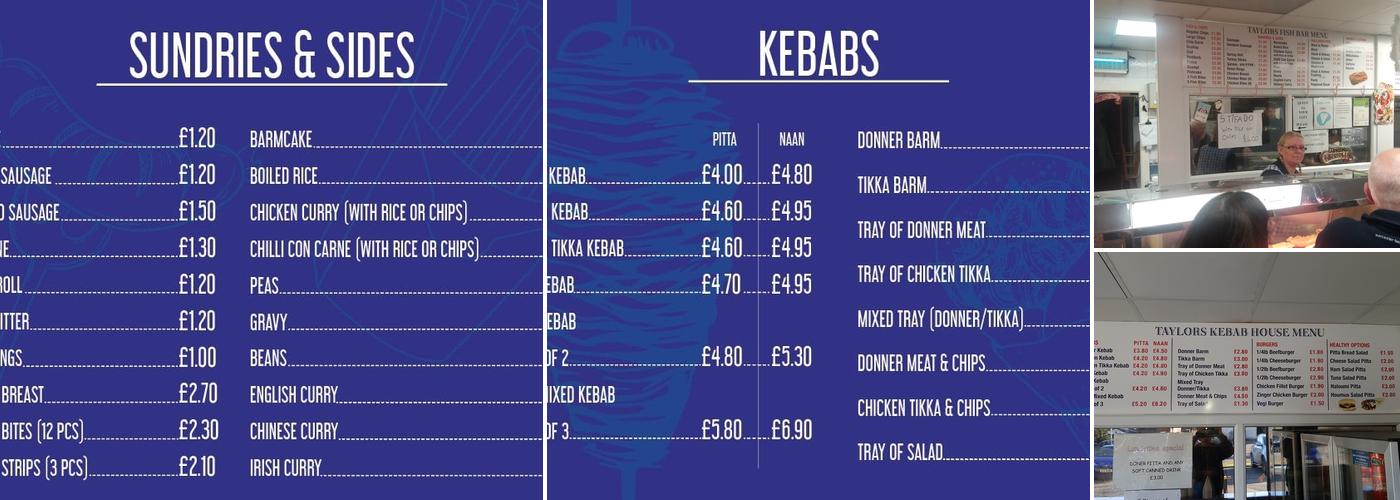 Taylor's Fish Bar Menu