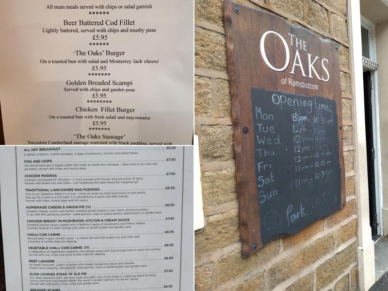 The Oaks Ramsbottom Menu