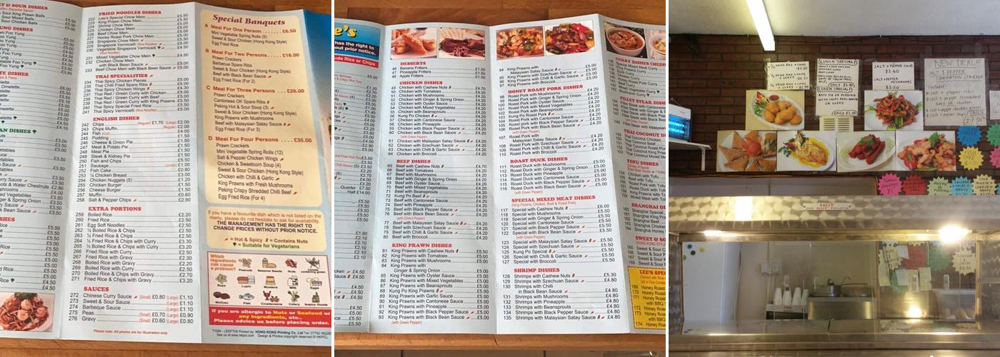 Lee's Fish & Chips Menu