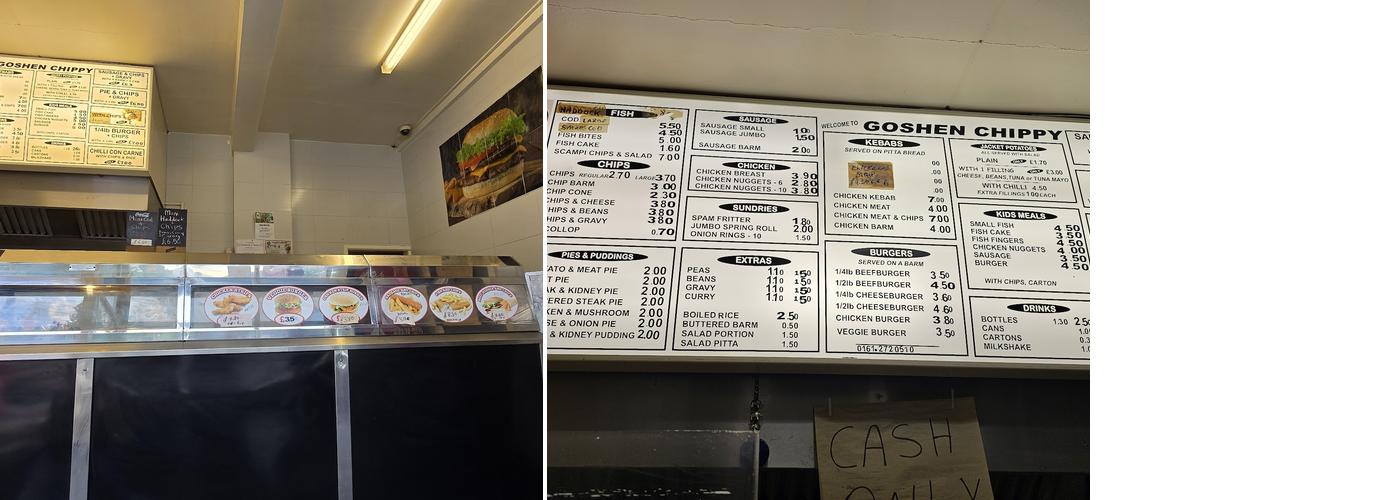 The Goshen Chippy Menu
