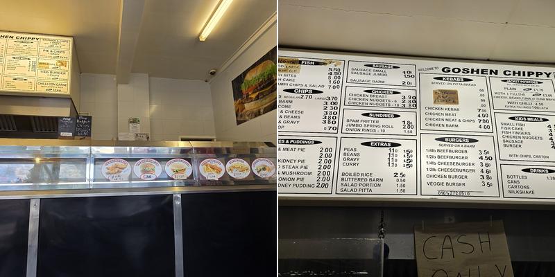 The Goshen Chippy Menu