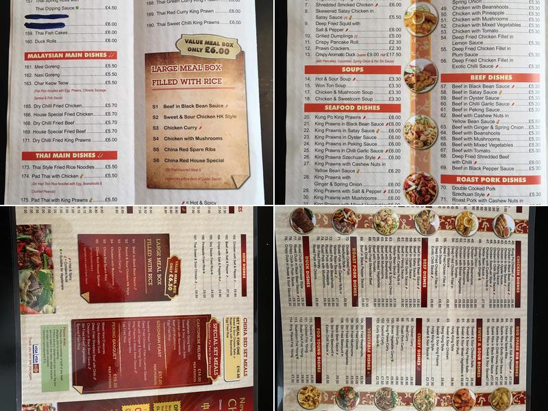 New China Red Menu