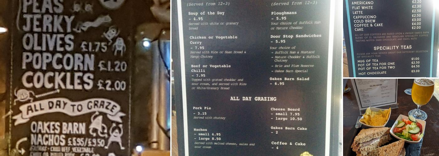 Oakes Barn Menu