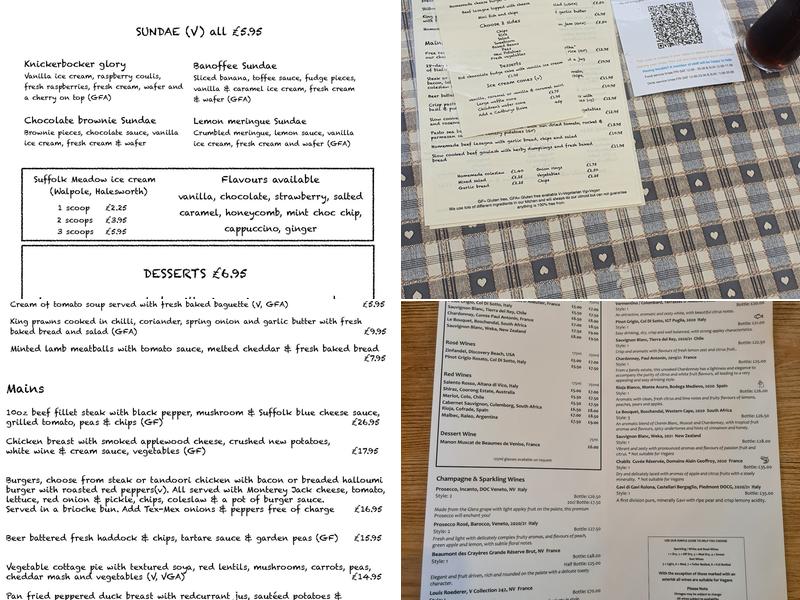 The White Horse Menu