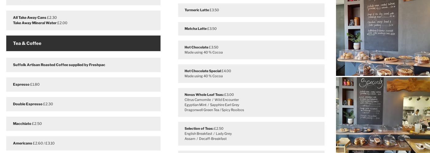 No 5 Angel Hill Menu
