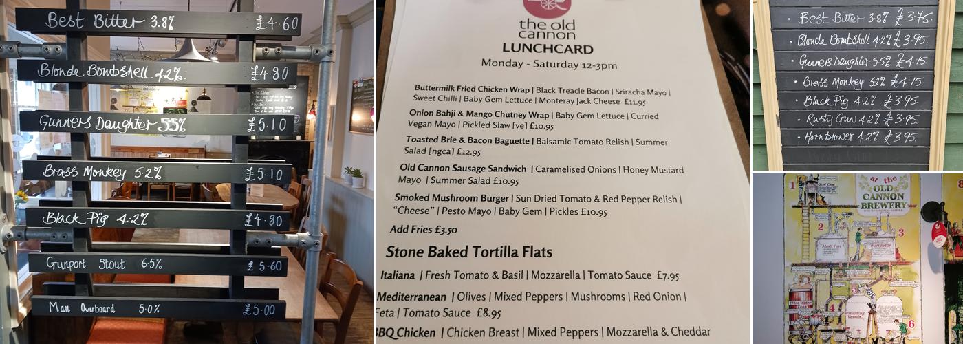 The Old Cannon Brewery Menu