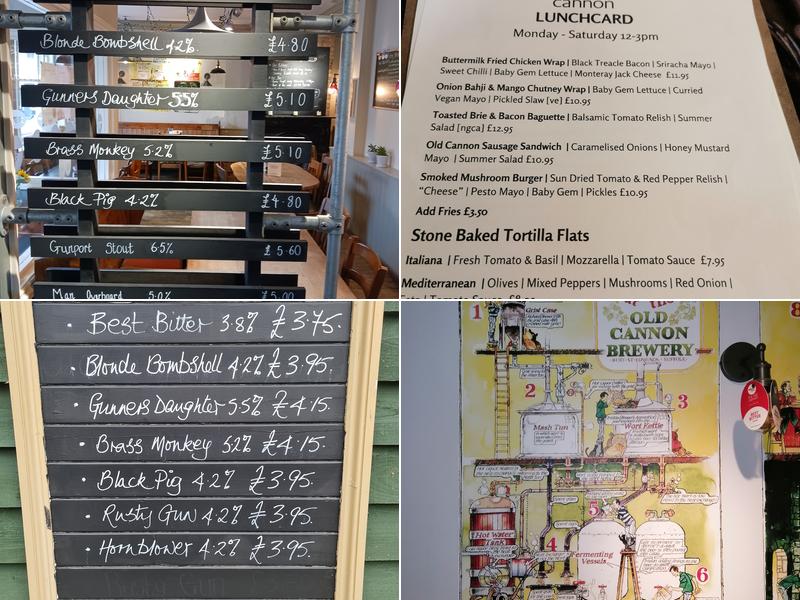 The Old Cannon Brewery Menu