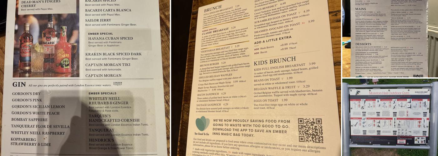 The Moreton Hall Menu