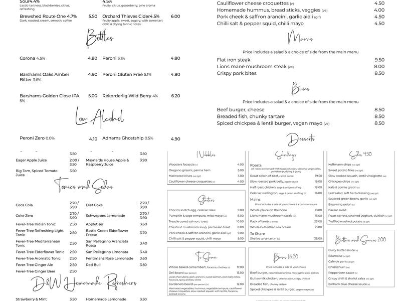 Damson & Wilde Menu