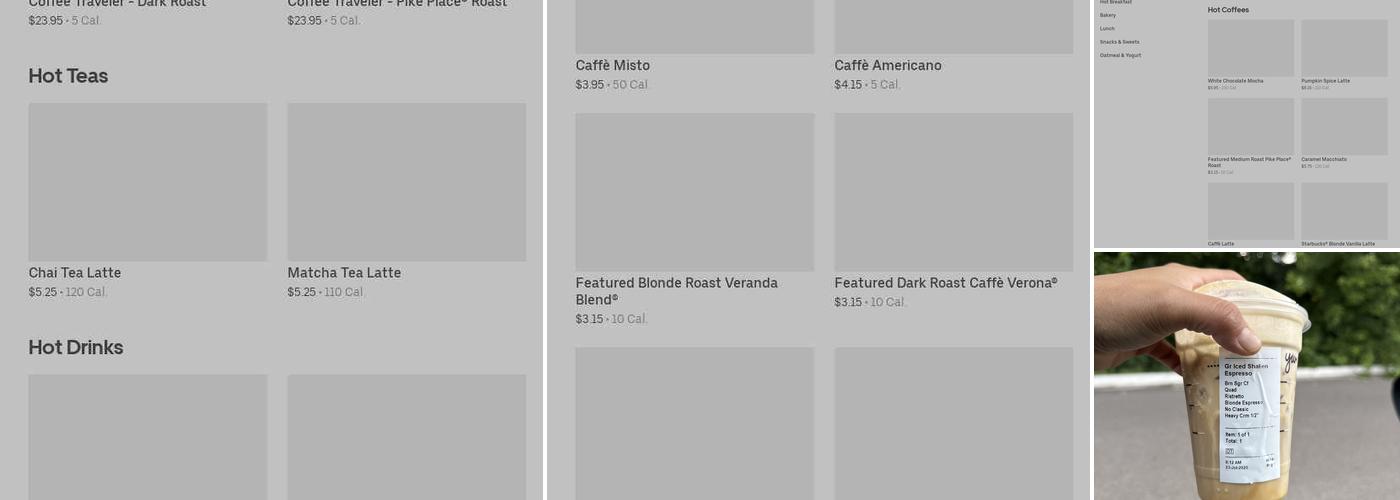 Starbucks Coffee Company Menu