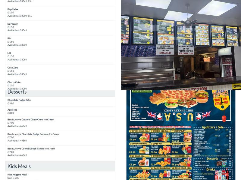 usa fried chicken and pizzas Menu
