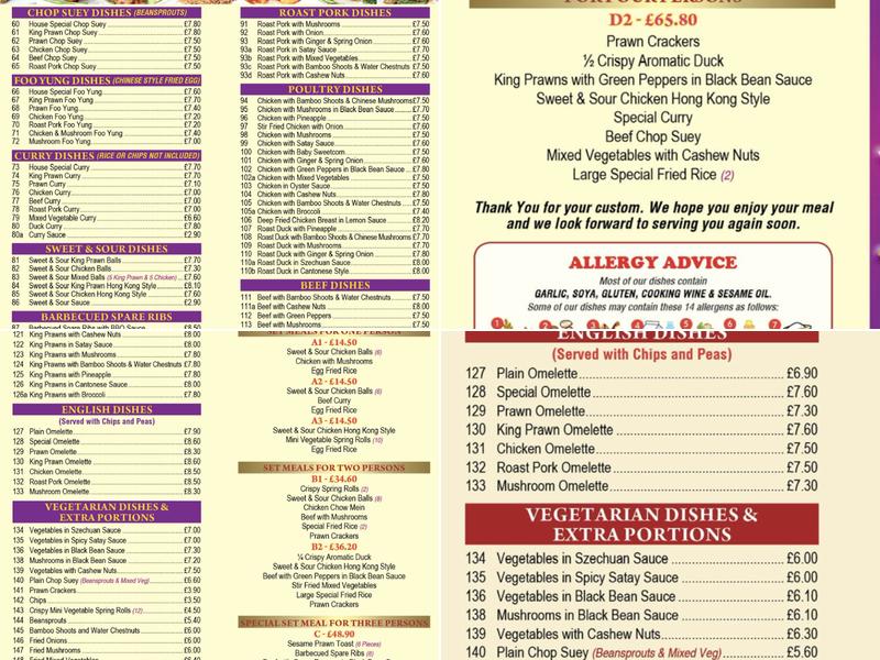 Silver Capital Menu