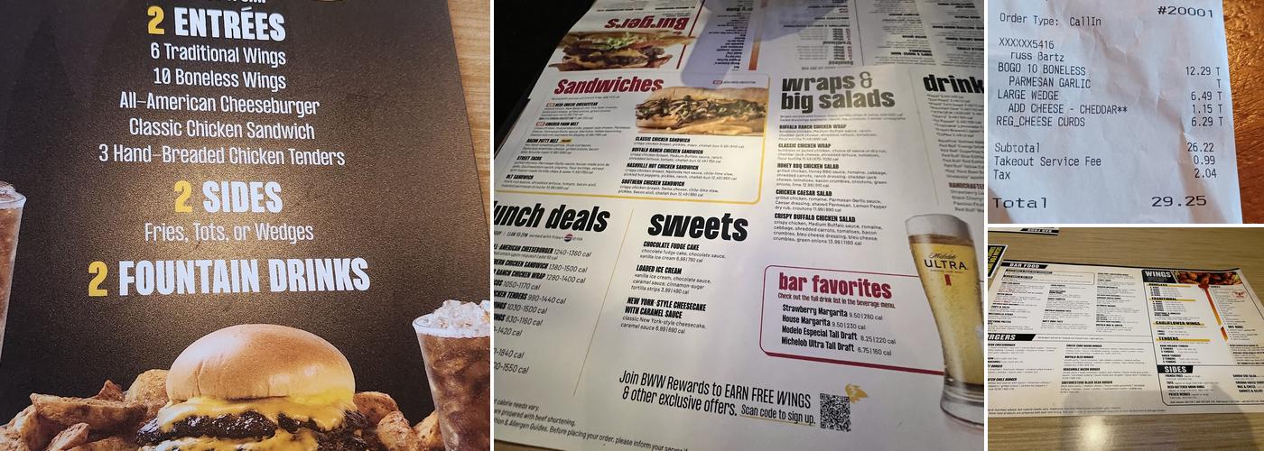 Buffalo Wild Wings Menu