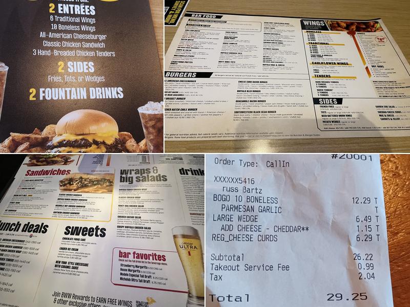 Buffalo Wild Wings Menu