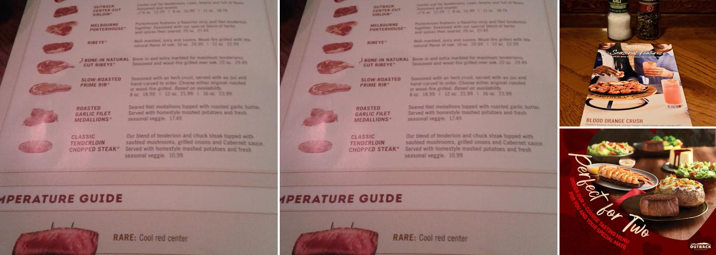 Outback Steakhouse Menu