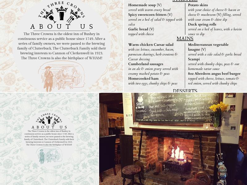 The Three Crowns Menu