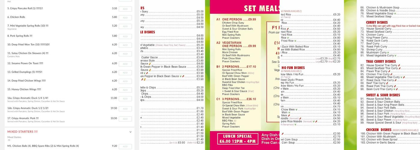 SAKURA Chinese Takeaway Menu