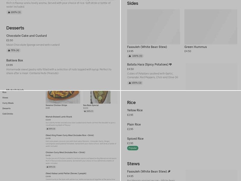 Big Mama's Kitchen Menu