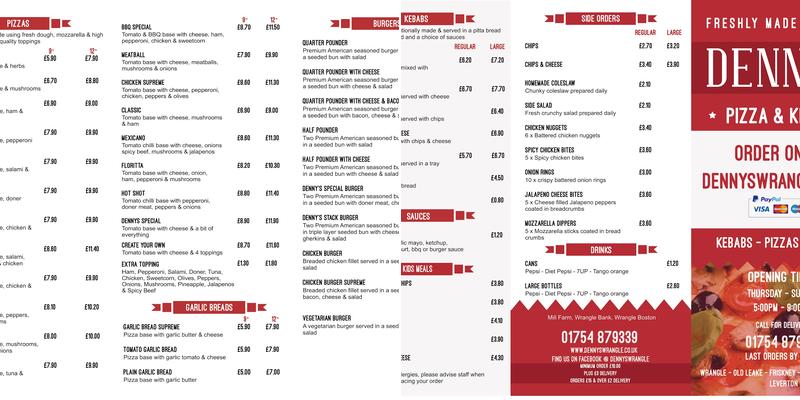Dennys Pizza & Kebab Menu