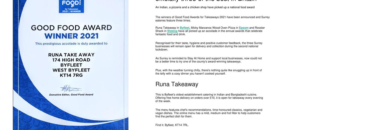 Runa Take Away Menu