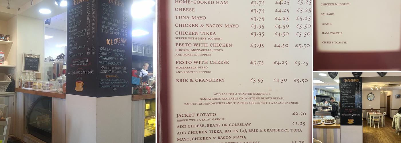 Cariad Cafe Menu