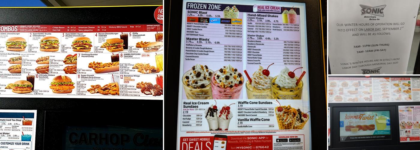 Sonic Drive-In Menu