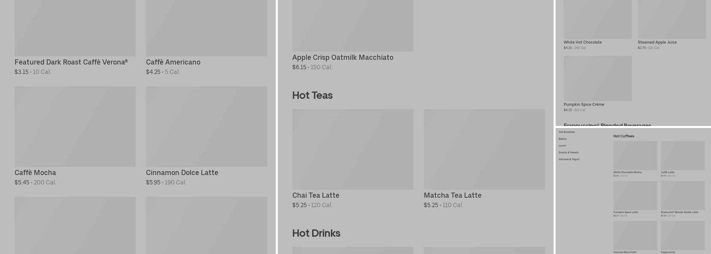 Starbucks Coffee Company Menu