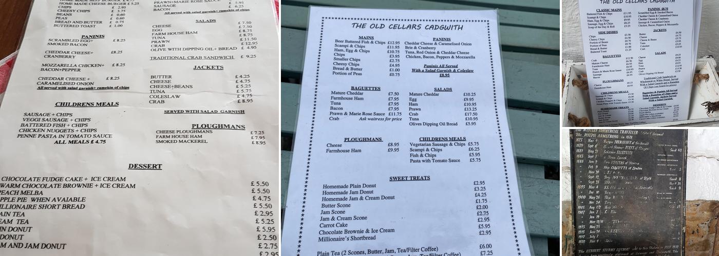 The Old Cellars Menu