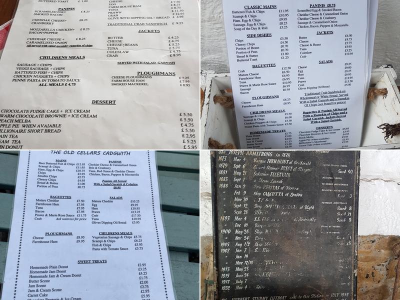 The Old Cellars Menu