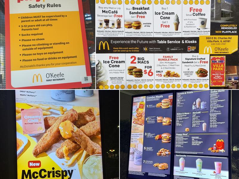 McDonald's Villa Park-O'Keefe Family Restaurants Menu