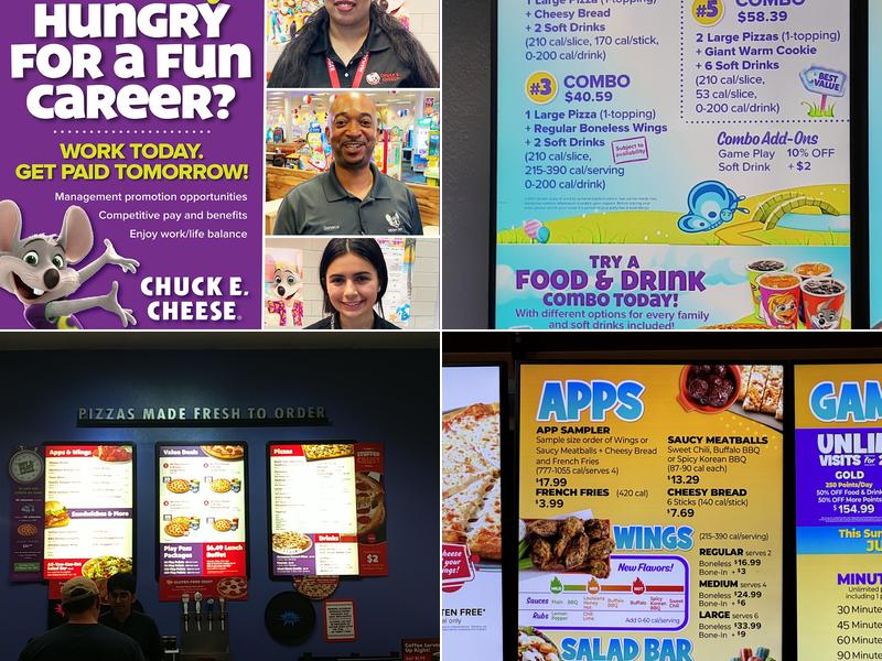 Chuck E. Cheese Menu