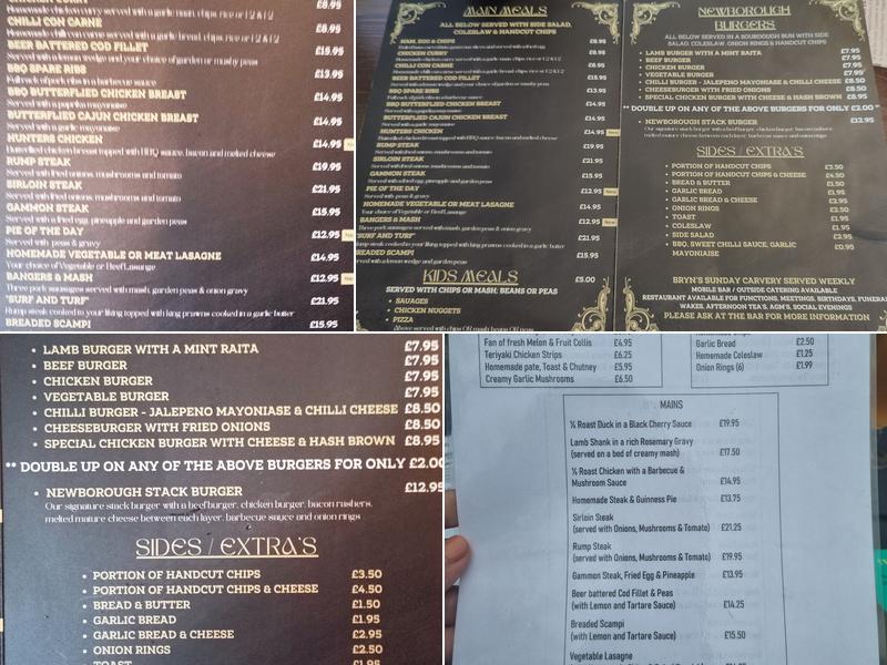 The Newborough Arms Menu