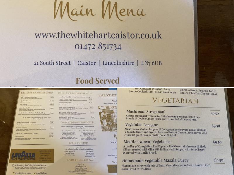 The White Hart Menu