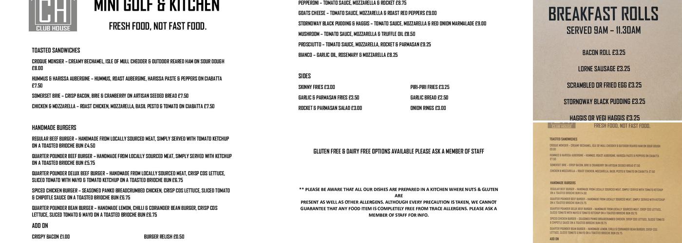 CLUB HOUSE Menu