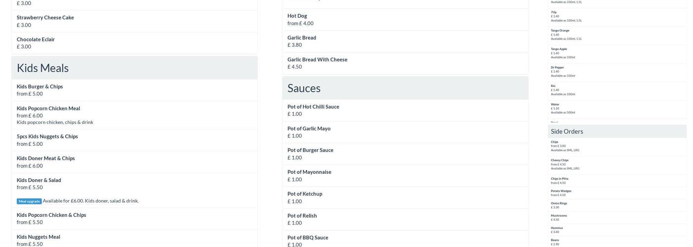 Calne Charcoal Grill Menu