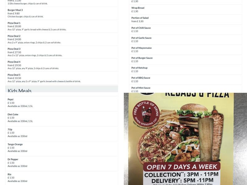 Express Kebabs & Pizza Menu