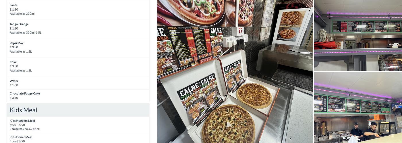 Calne Pizza & Kebab Menu
