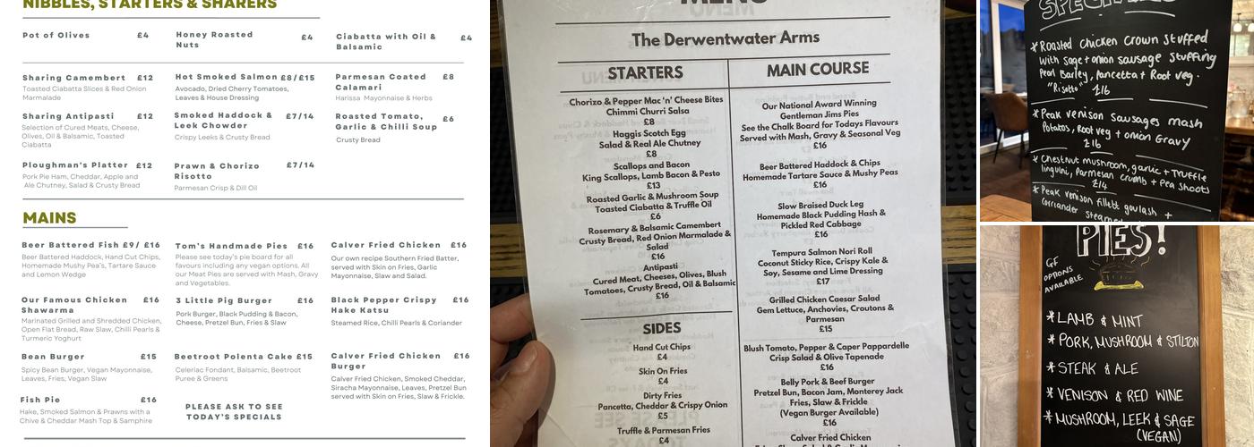 Derwentwater Arms Menu