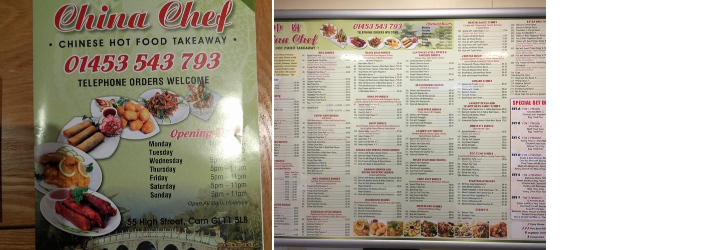 China Chef Menu