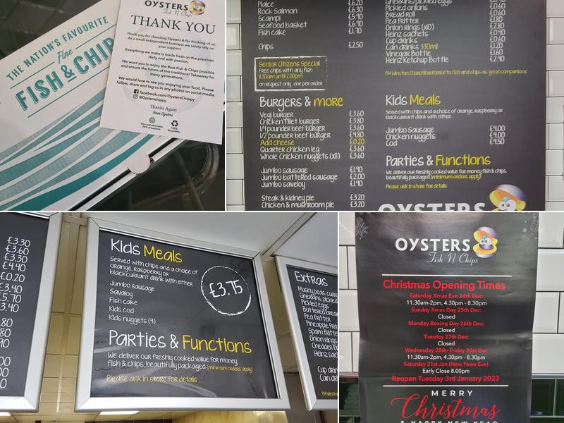 Oysters Fish & Chips Lightwater Menu