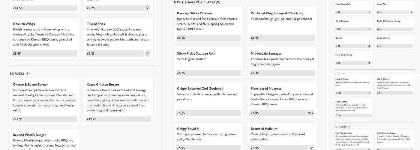 Carpenters Arms Menu