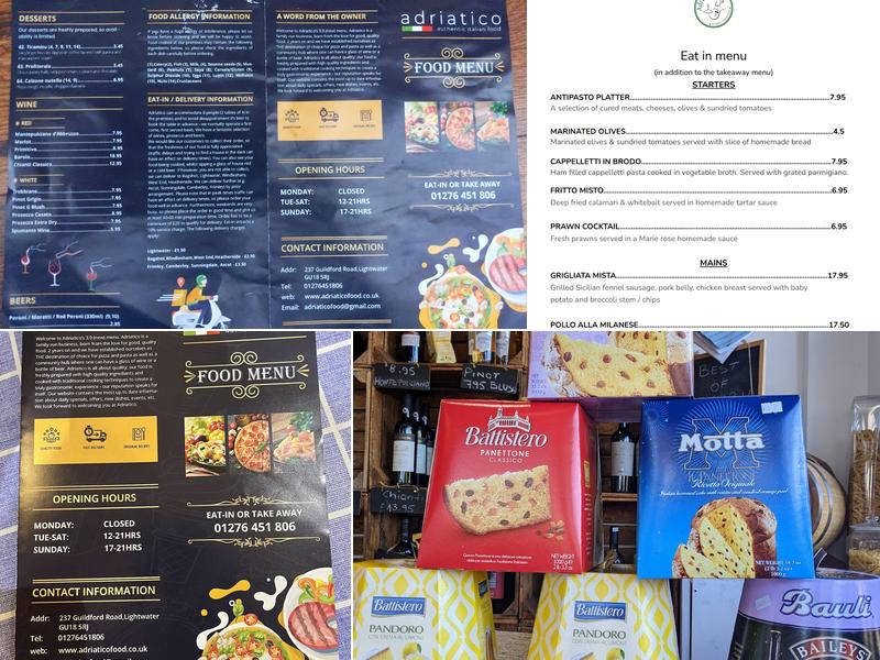 Adriatico - Italian Restaurant & Pizzeria Menu