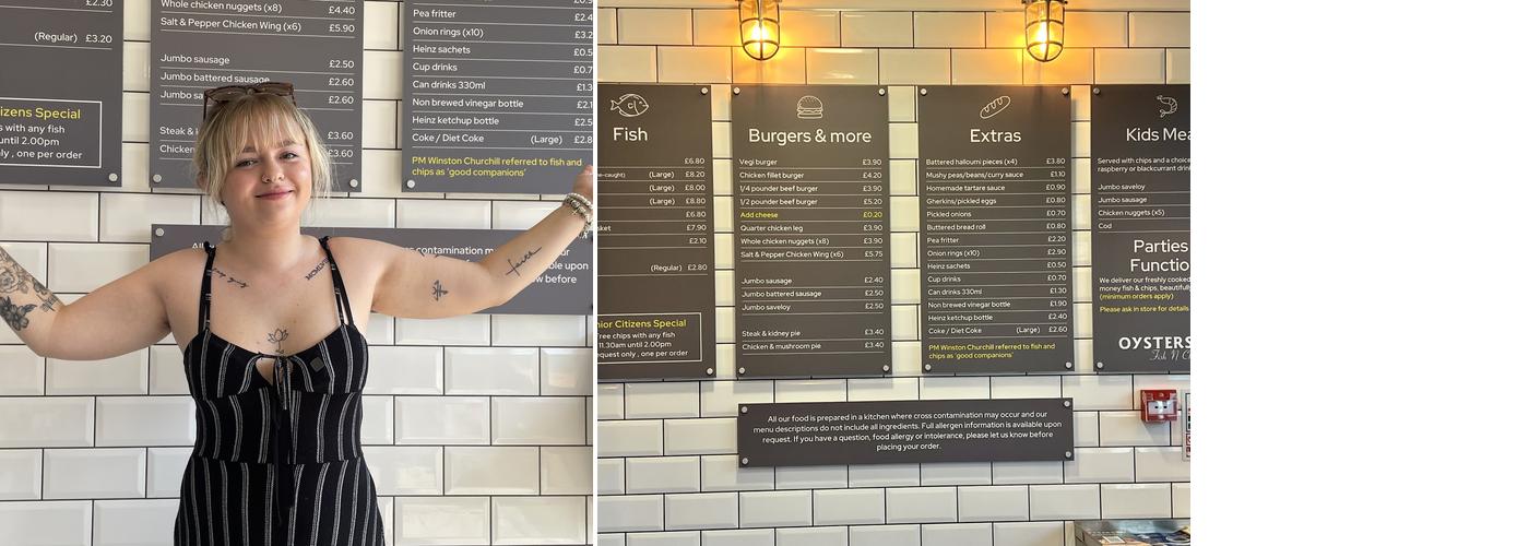 Oysters Fish & Chips Menu